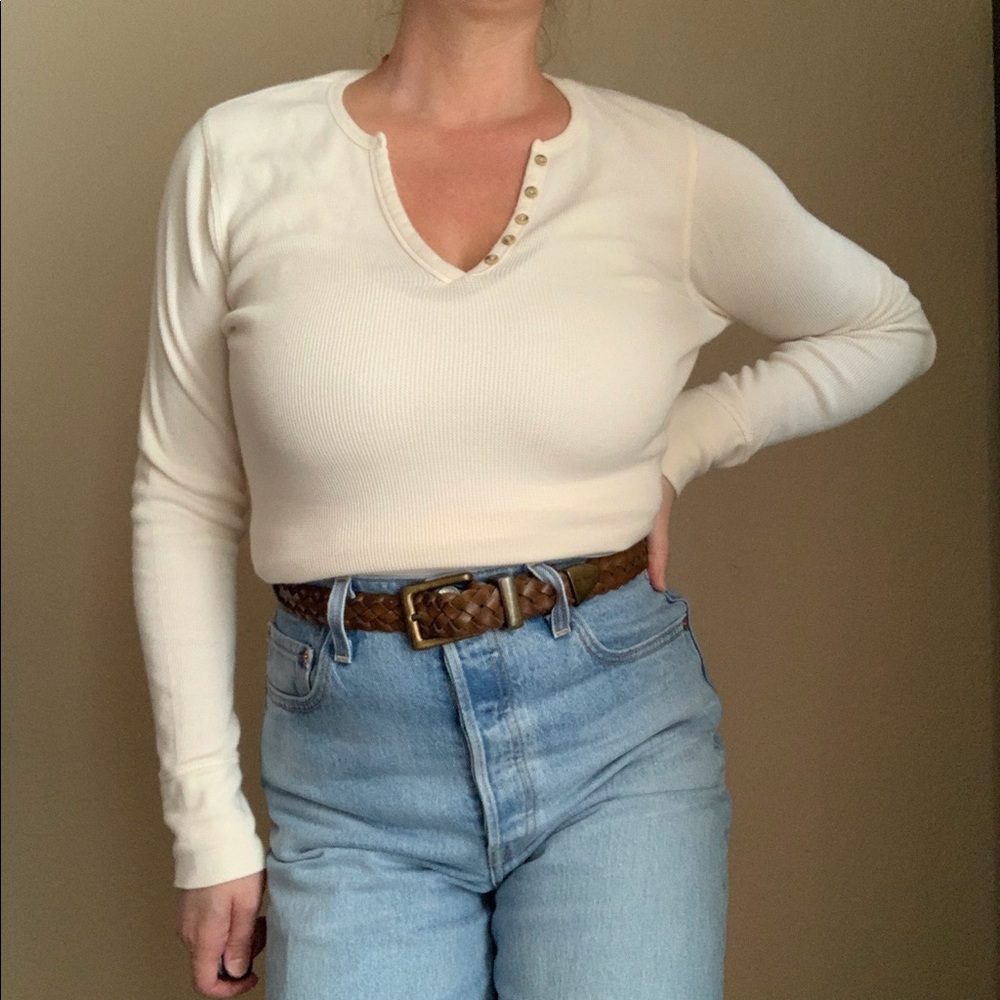Columbia Long Sleeve Henley Cream Color